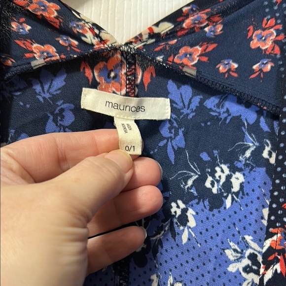 Maurices Blue and Red Floral Kimono Top - Picture 3 of 6